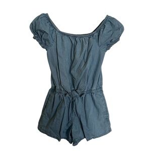 🩵 GapKids Blue One Piece Romper (shorts) with Belted waist & pockets 100% cotton